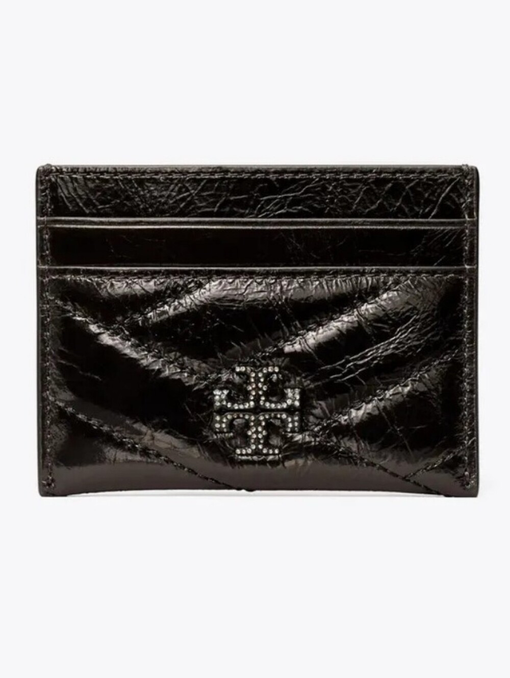 Tory Burch Black Chevron Patent Logo Card Case